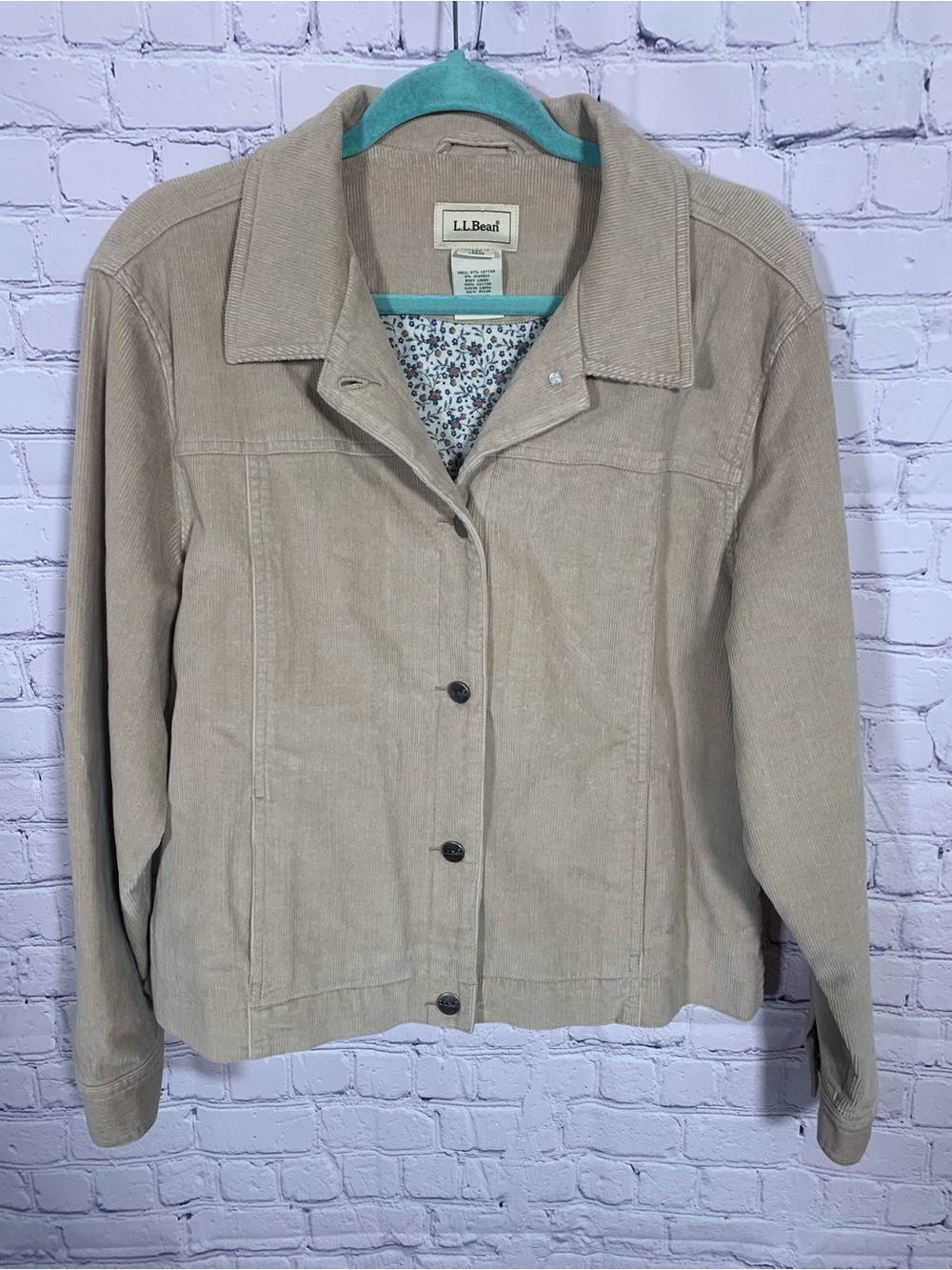 L.L.Bean Womens Corduroy Button Front Jacket Tan Size L Casual Layer  Cotton